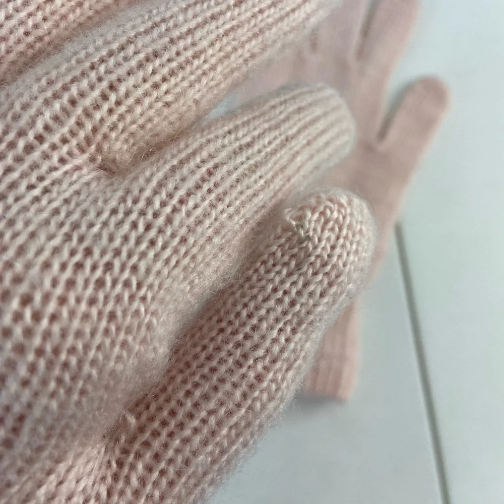 Women’s light pink soft warm‎ knit foldable winter gloves accessories one size